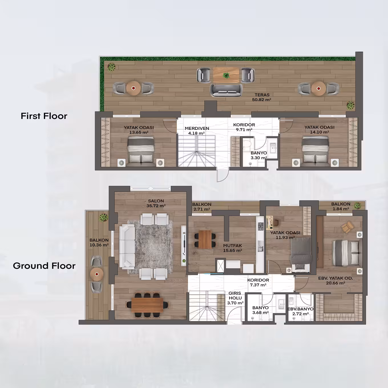 Valory Güneşli 4+1 apartment floor plan Block A - modern architecture and comfortable living spaces