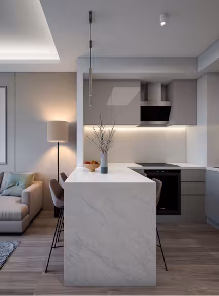 Valory Güneşli 1+1 apartment floor plan - modern living space design, functional room layout and optimized plan for comfortable living