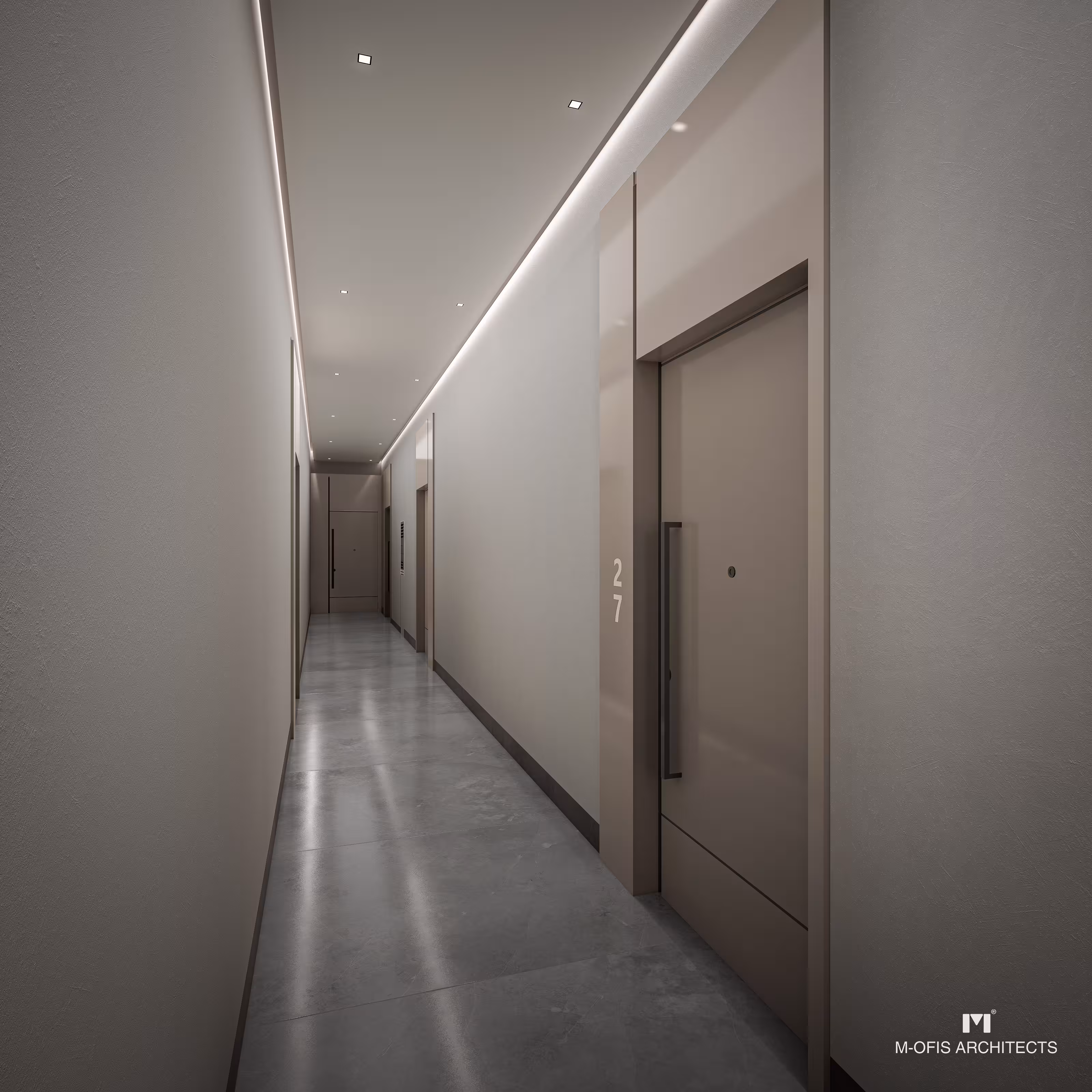 Valory Güneşli corridor and elevator hall - LED lighting, premium surfaces and modern design in comfortable circulation areas