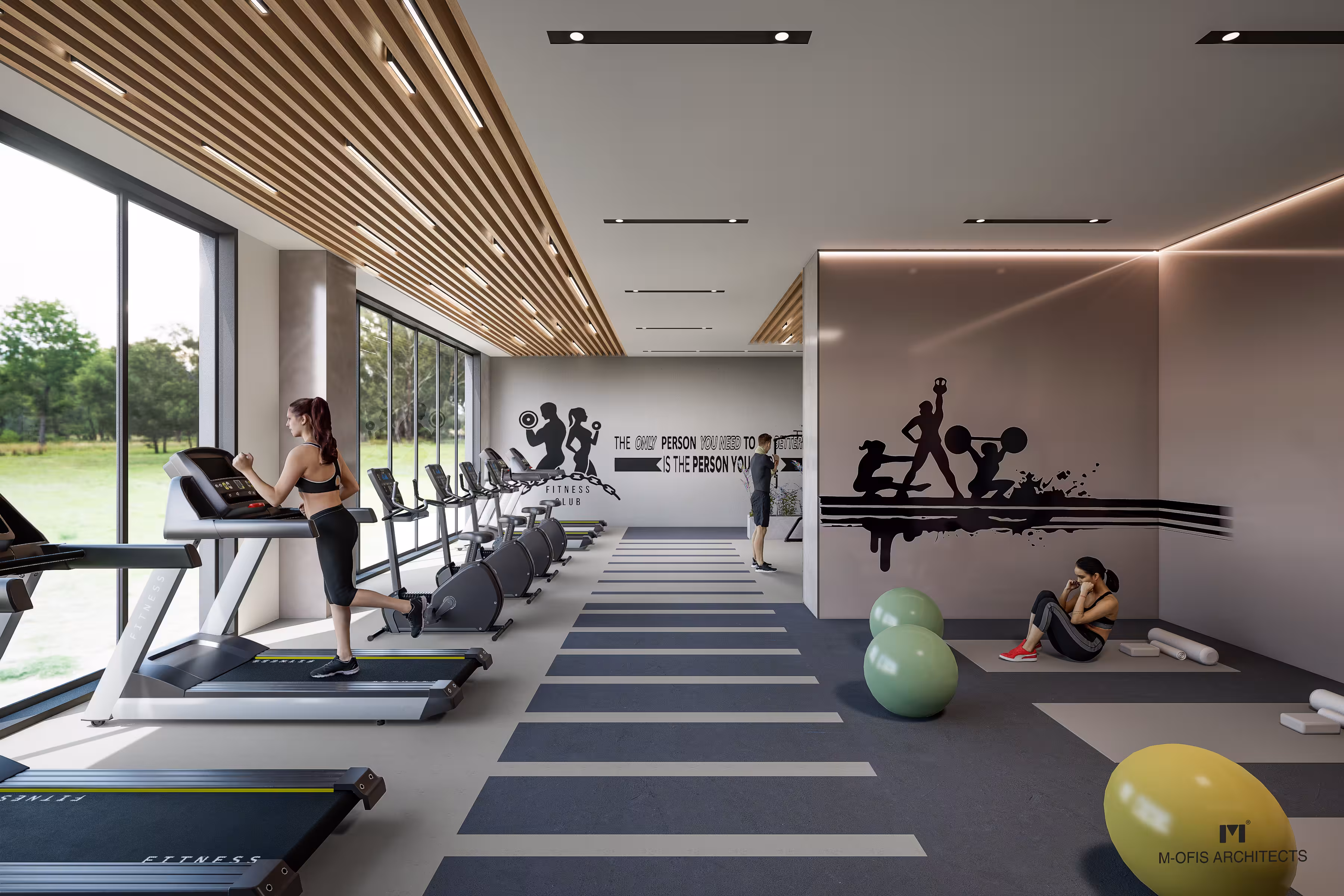 Valory Güneşli fitness cardio area - treadmills, elliptical bikes and natural view for premium workout experience